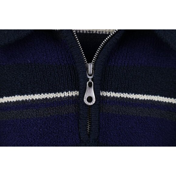 Vintage 90s Express Womens Medium Rainbow Striped Marled Knit Collared Sweater - Picture 5 of 11